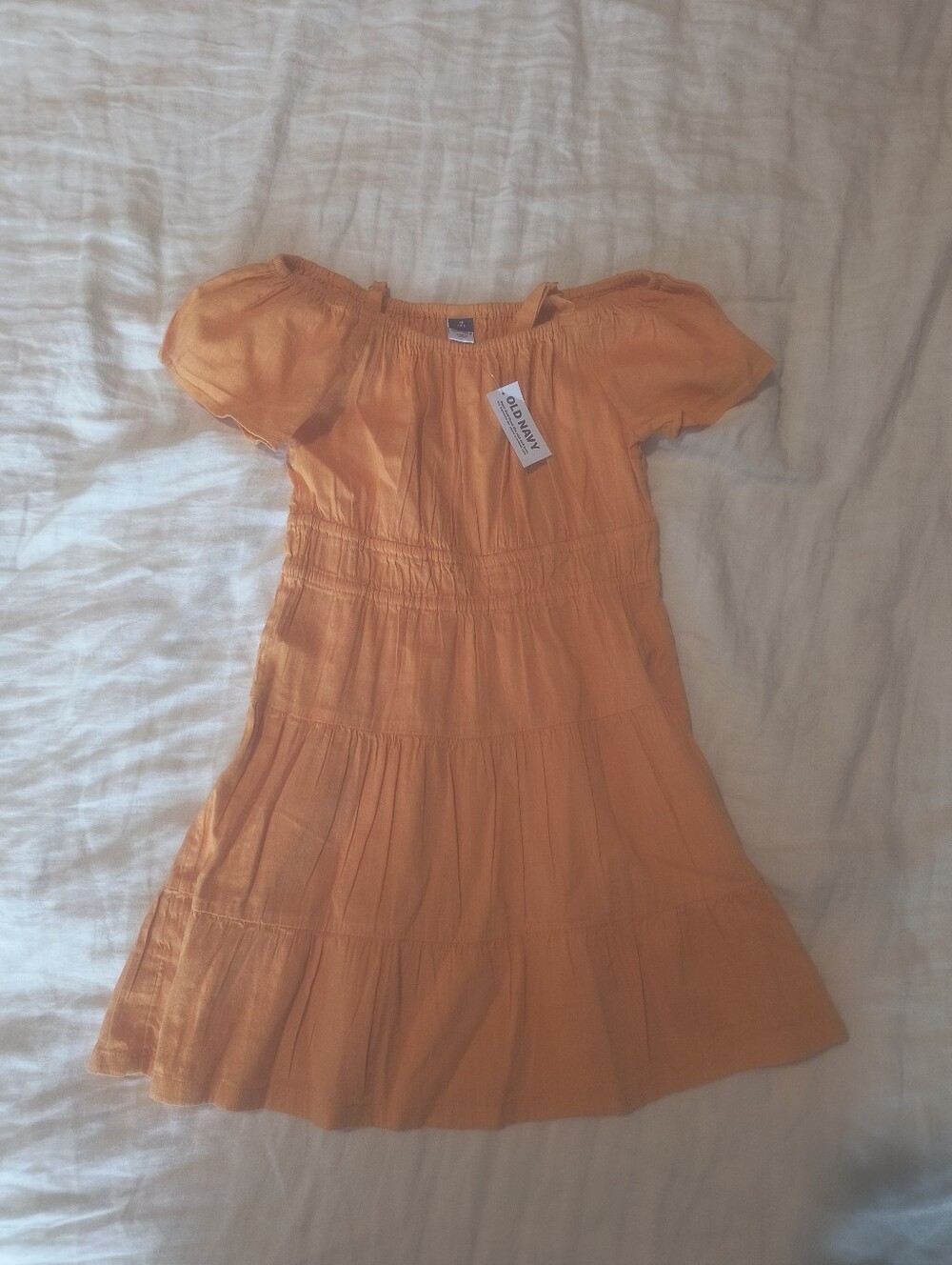Old Navy Girls' Orange Tiered Off-Shoulder Summer Dress